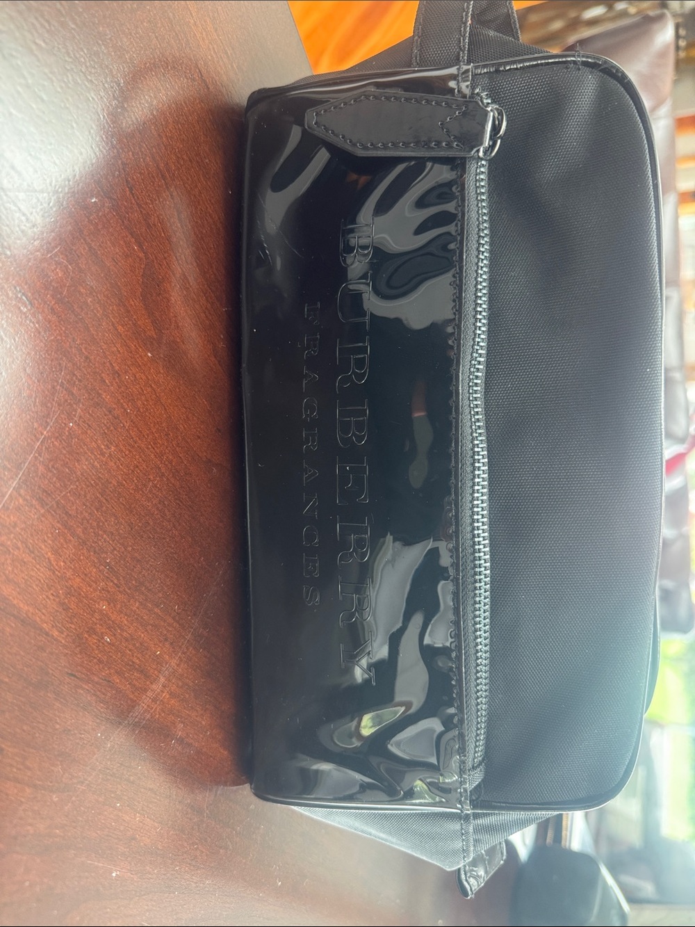 Burberry Black Patent & Fabric Men’s Toiletry Pouch